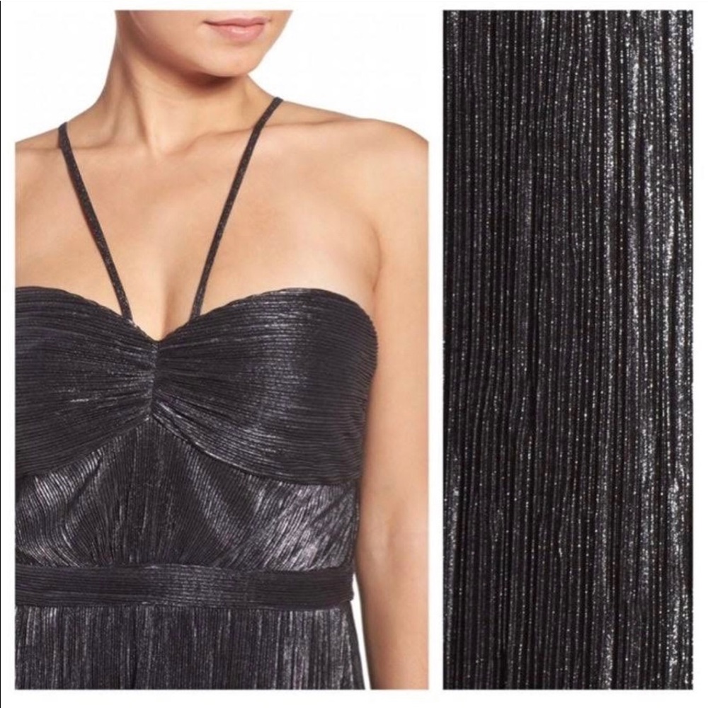 Laundry by Shelli Segal Gunmetal  Pleated Gown 8